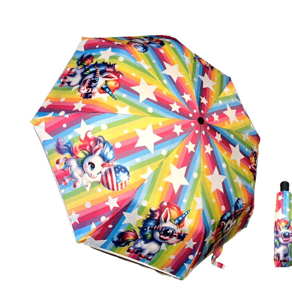 New Patriotic Unicorn Automatic Open-Close Rain-Sun Windproof Folding Umbrella